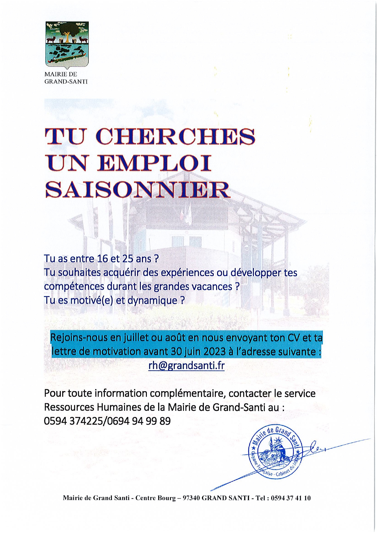 La mairie recrute